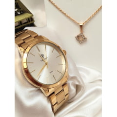 Kit Relógio Feminino Tuguir Dourado TG35022
