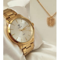 Kit Relógio Feminino Tuguir Dourado TG35024