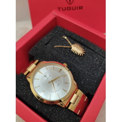 Kit Relógio Feminino Tuguir Dourado TG35024
